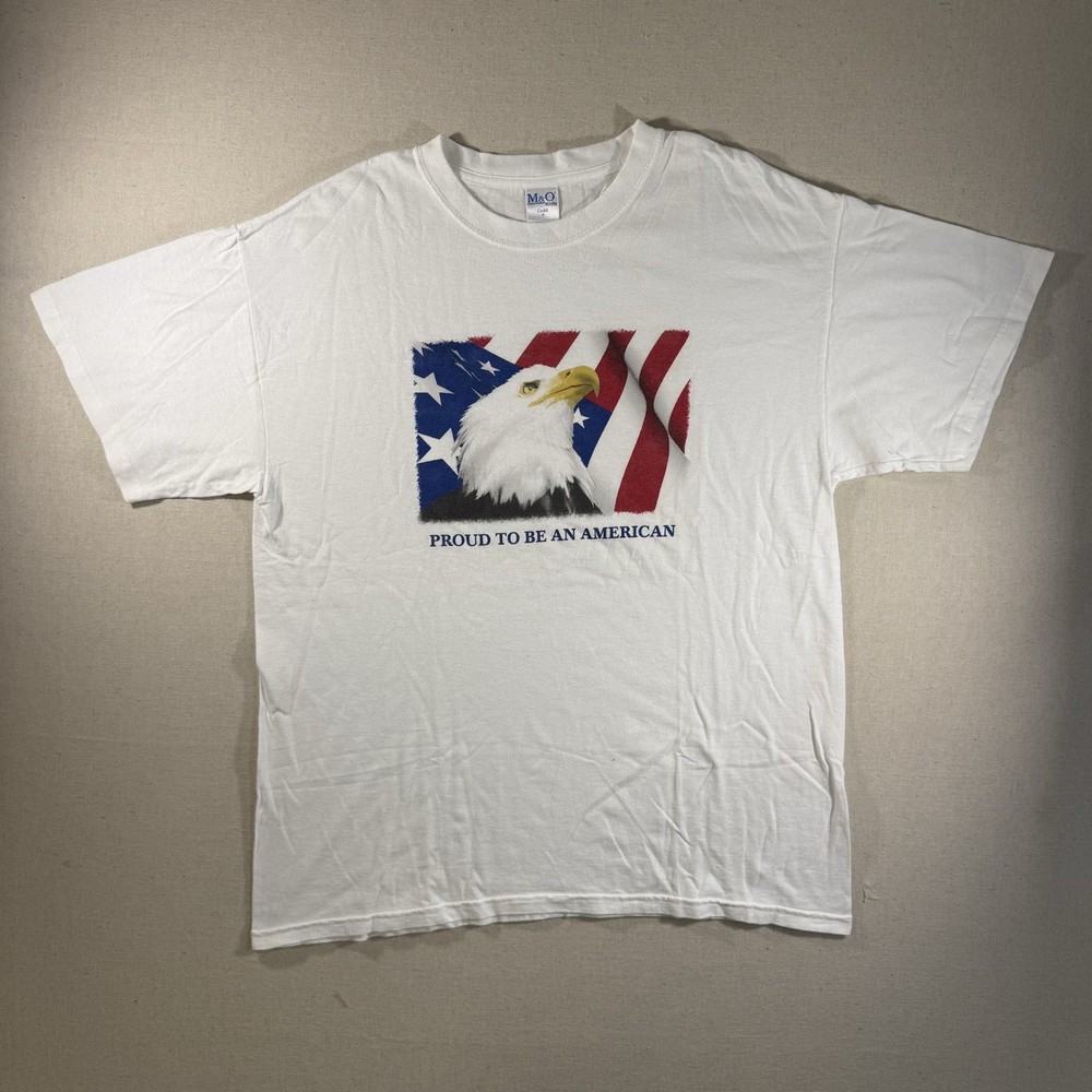 Proud to Be American T-Shirt Vintage 90s, White, Large Boxy Fit Y2K