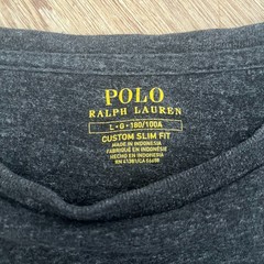 Polo Ralph Lauren Shirt Mens Large Custom Slim Fit Charcoal Grey Top Tee
