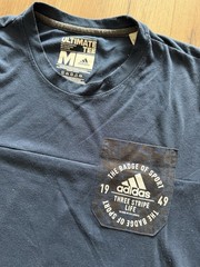 adidas Ultimate Tee Navy Blue Polyester Cotton Logo Crew Neck Men’s T-Shirt Siz…