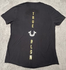 True Religion Men’s Mixed Media Gold Foil Graphic Tee T-Shirt in Black Size XL