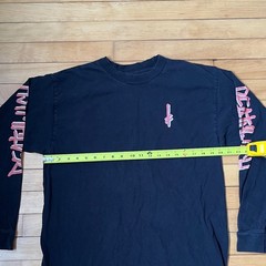 Deathwish Skateboards Mens Black Long Sleeve Graphic T-Shirt Pink Logo Large