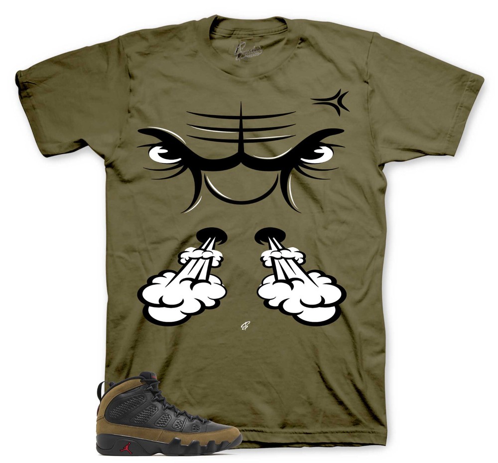 Shirts To Match Jordan 9 Olive Sneaker Tees – Raging Face Shirt
