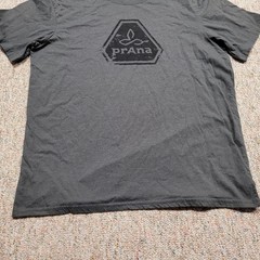 PrAna Shirt Mens XL Grey Pullover Cotton Graphic Logo Casual Outdoors