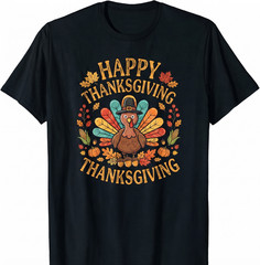 Vintage Thanksgiving Turkey Wreath And Autumn Elements T-shirt For Men Women