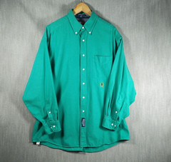 Tommy Hilfiger Mens 16 1/2 32-33 Solid Green Casual Button Up Long Sleeve Shirt