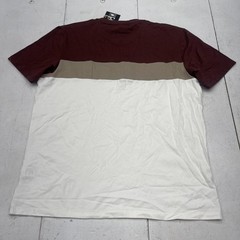 Free Planet Shirt Mens Large Brown Tan White Colorblock Crewneck New Tee Stretch
