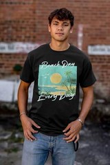 Retro Beach Day Every Day Summer Sunrise Womens or Mens Crewneck T Shirt Tee