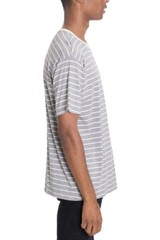 Men’s Striped T-shirt Round Neck Split Hem Short Sleeve Mint Chip Daily Wear