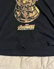 Avengers Infinity War Shirt Marvel Thanos Gauntlet Black Tee Adult XL MCU Movie
