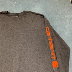 Carhartt Shirt Mens Large Gray Ribbed Knit Graphic Logo Loose Fit Heavyweight