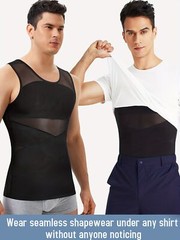 Men Chest Compression Shirt Body Shaper Posture Correct Vest Tummy Control Tops
