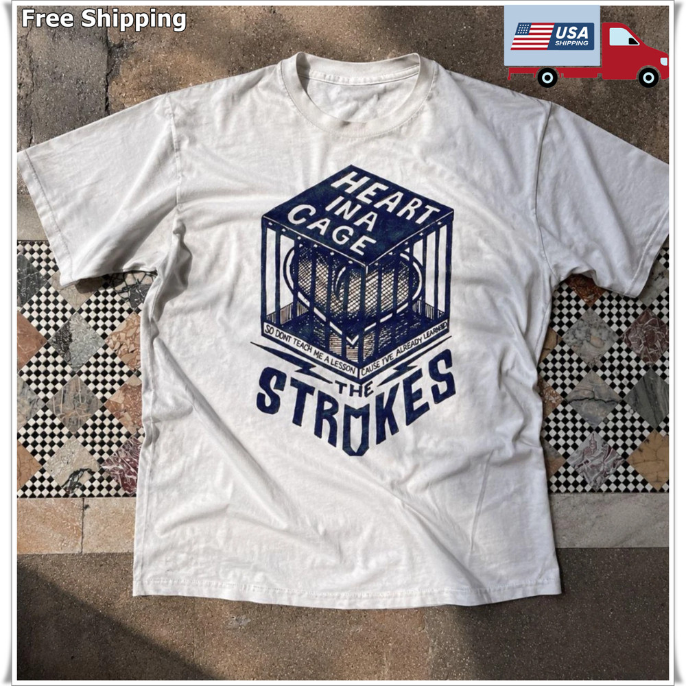 The Strokes Heart In A Cage Graphic Tee Unisex White Cotton T-shirt S-5XL