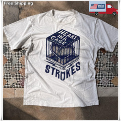 The Strokes Heart In A Cage Graphic Tee Unisex White Cotton T-shirt S-5XL