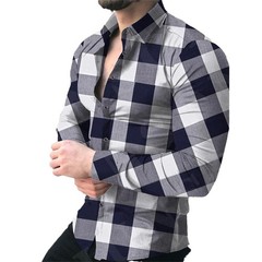 Camisas De Manga Larga a Cuadros Para Hombre Camisa De Vestir De Negocios CamiSO