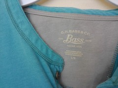 G.H. Bass & Co. Henley T-Shirt Mens Teal Blue Size Large Short Sleeve
