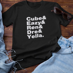 NWA BAND MEMBERS T-SHIRT – gangsta rap 2-pac snoop dre cube dr hip-hop music mc