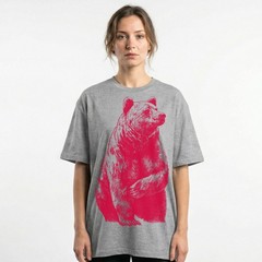 Red Grizzly Bear Silhouette Wildlife Nature T-Shirt Forest Animal Graphic Tee