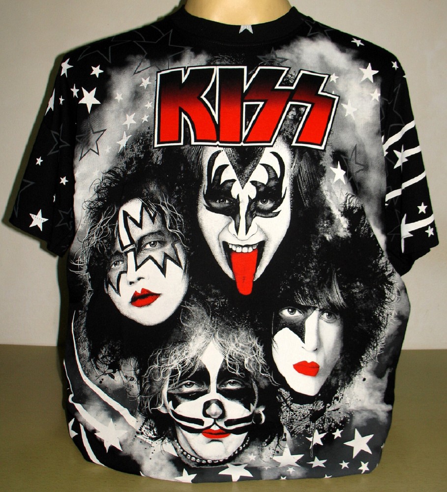 Kiss Rock Band All Over Print T-Shirt Size M L XL 2XL 3XL First Lineup XXL XXXL