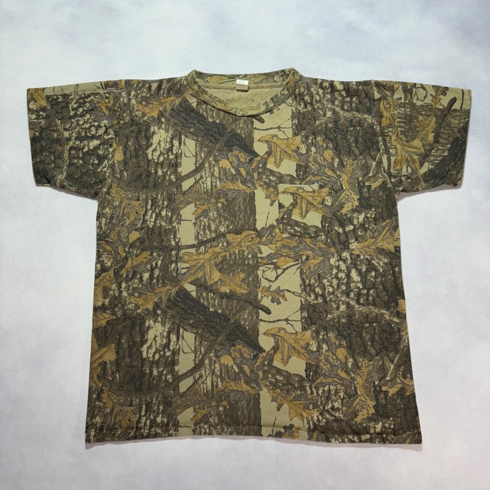 Vintage 80’s Camo Single Stitch Pocket T-Shirt Hunting Sniper 90s Made in USA