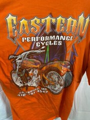 Eastern Performance Cycles Adult Large Orange Logo Pullover Tee Mens.