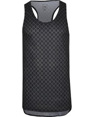 River Island Mens Black RI Monogram Racer Slim Fit Sleeveless Mesh T-shirt