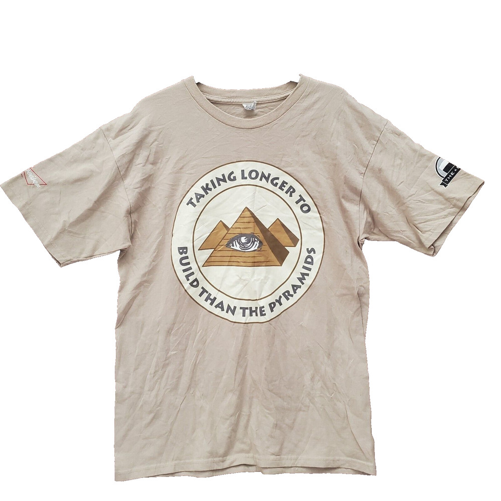 Men’s Taking Longer To Build Than The Pyramids Graphic T-Shirt Beige Cotton Lrg