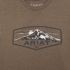 Ariat Shirt Mens XL Brown Short Sleeve Mountain Logo Heathered Tee Buckle