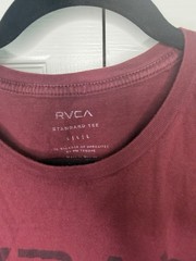 RVCA Standard Tee Men’s L Burgundy Cotton Regular Fit Graphic Logo Crew T-Shirt