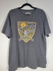 Eddie Bauer Outdoor Art Mountains Sun Men’s Short Sleeve Shirt Large