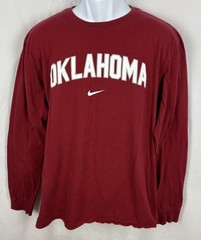 Nike Oklahoma Sooners Center Swoosh Red Long Sleeve T-Shirt Size XL