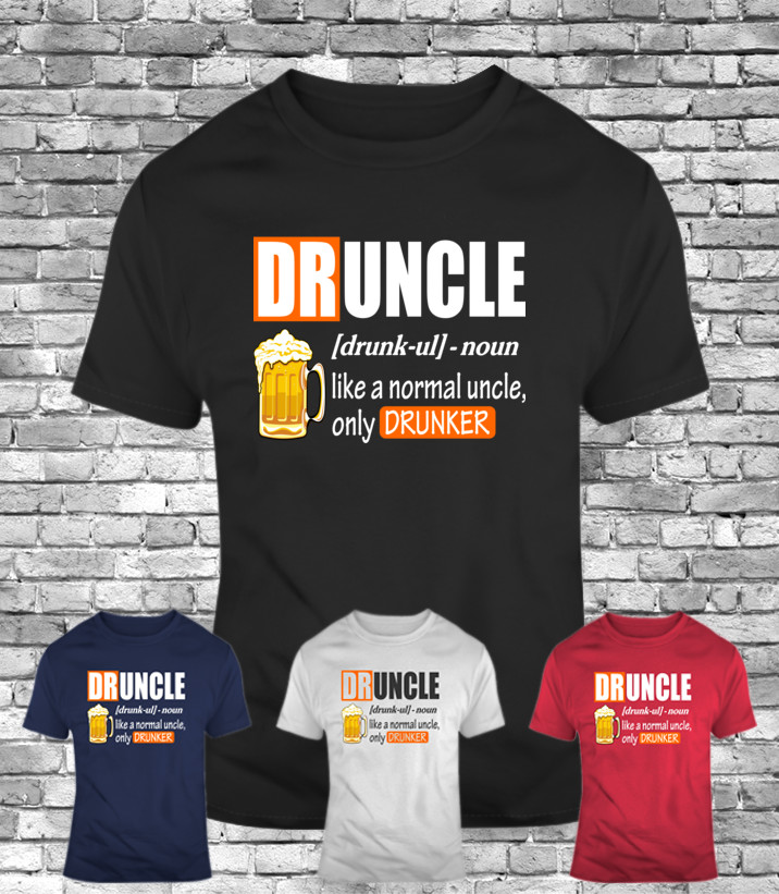 New DRUNCLE uncle funny t-shirt funcle beer drunker like normal men’s tee gift