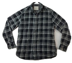 Weatherproof Mens Medium Gray Plaid Long Sleeve Button Up Flannel Shirt