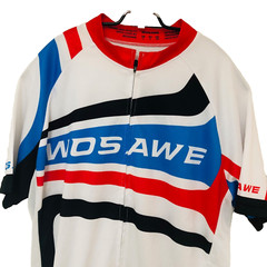 WOSAWE Cycling Jersey Men Women L Red White Blue Full Zip Vented Pockets Biking