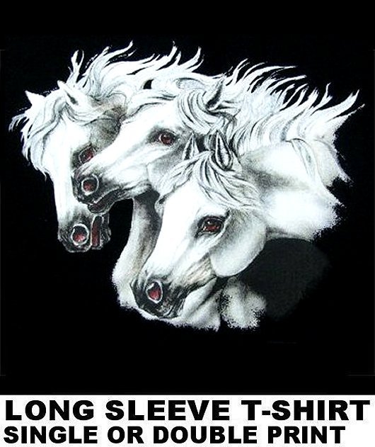BEAUTIFUL GRAY WHITE ARABIAN ARAB STALLION ART HORSE SHOW LONG T-SHIRT WS309