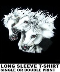 BEAUTIFUL GRAY WHITE ARABIAN ARAB STALLION ART HORSE SHOW LONG T-SHIRT WS309