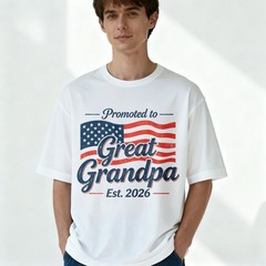 Patriotic Promoted To Great Grandpa Est 2026 Retro US Flag Men’s Baseball Hat