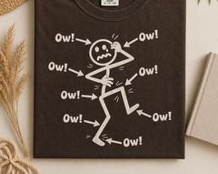 Pain Stick Figure Shirt: Ow Meme Humor Graphic, Minimalist Sarcastic Joke Tee