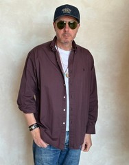 Ralph Lauren BLAKE Button-Down Shirt Medium | Solid Burgundy 100% Cotton | Mens