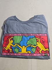 Keith Haring Tee Shirt Men Medium Blue Graphic Print Pop Shop Tokyo World Tour