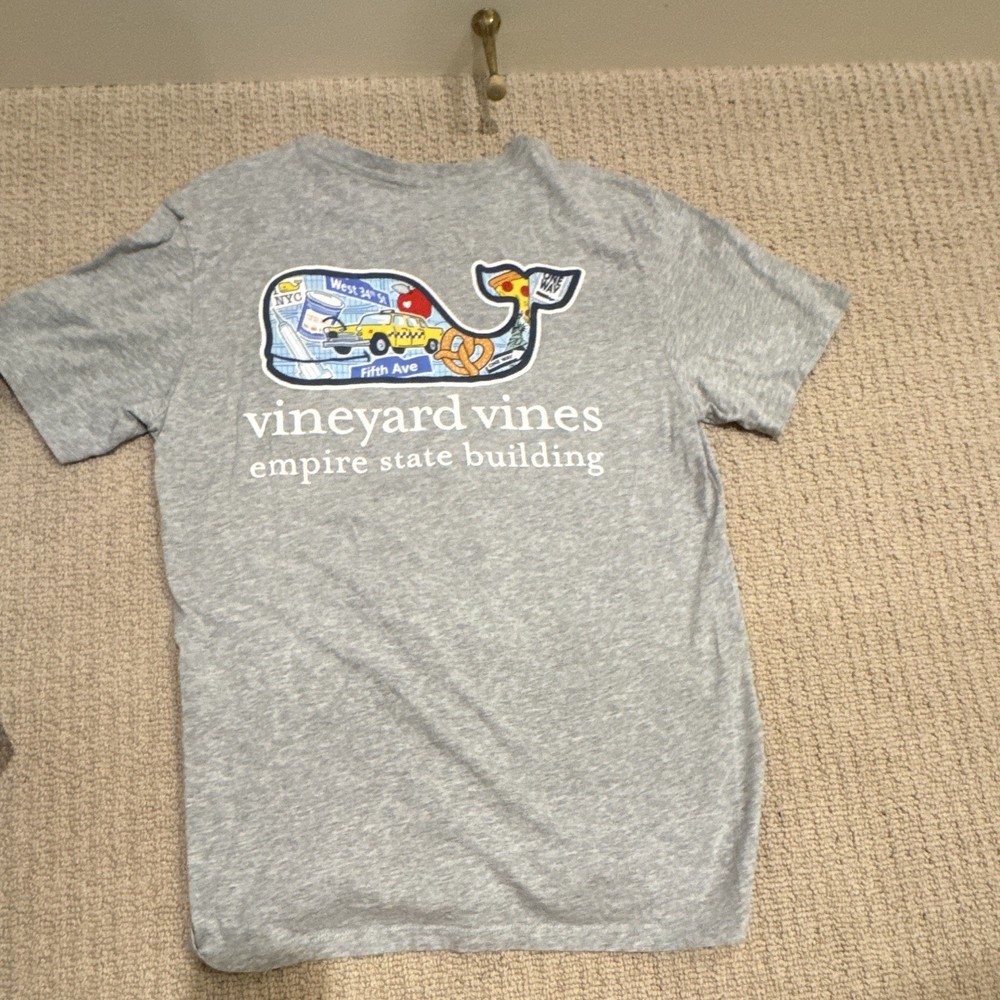Vineyard Vines Men’s Gray Pocket T-Shirt NYC Empire State Building S Cotton