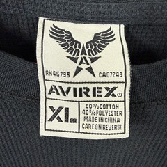 Avirex Shirt Mens XL Black Warrior Graphic Thermal Waffle Knit Long Sleeve Tee