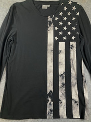 ASOS Men’s Size XL Black Flag Stars Long Zip Cuff Sleeve Cotton Stretch T-Shirt