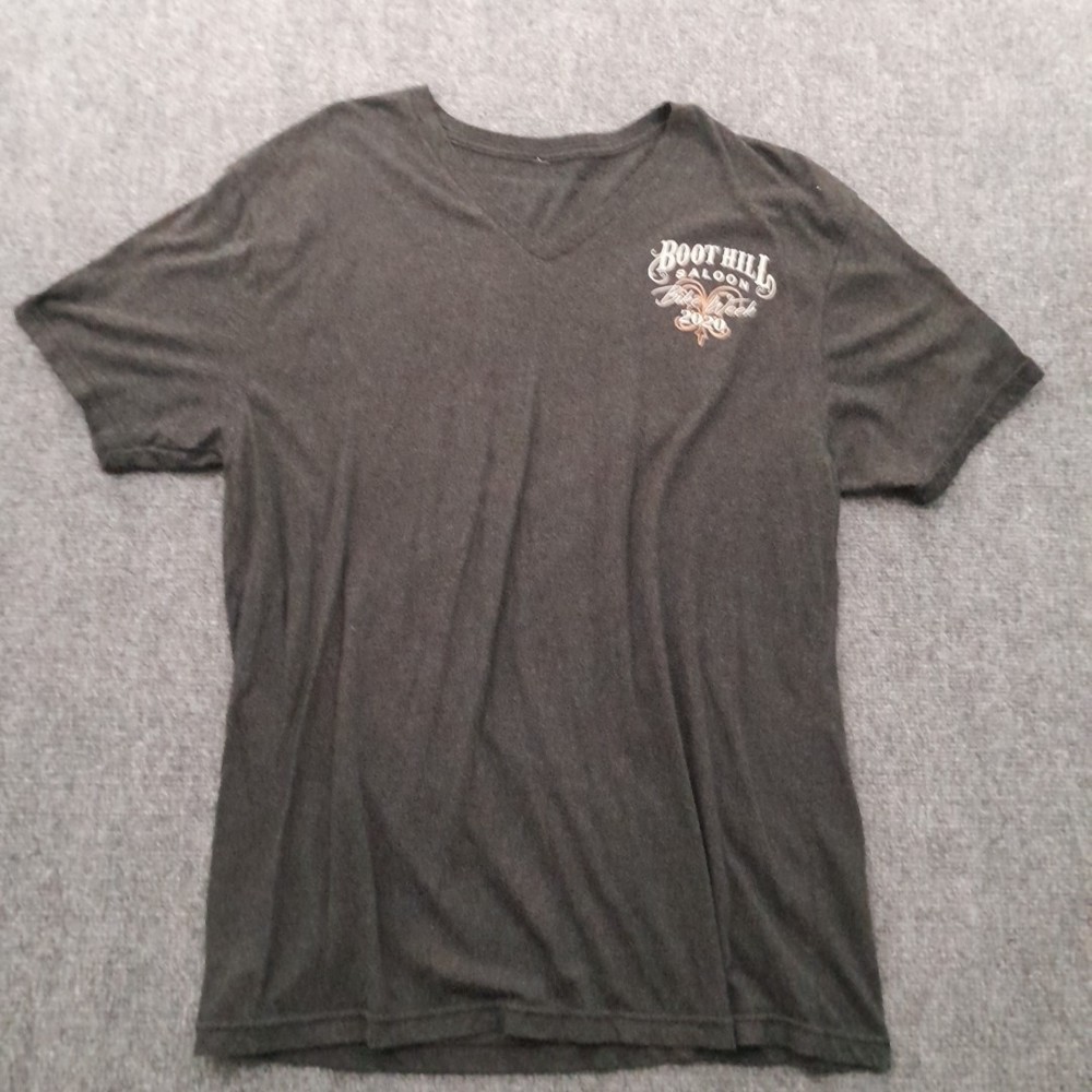 Boot Hill Saloon T Shirt Adult L Black V Neck Biker Motorcycles Daytona Beach