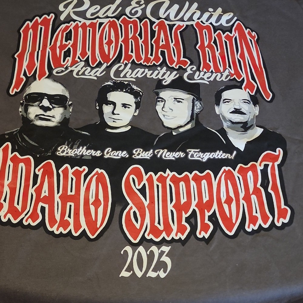 Hells Angels Memorial Run Idaho Support Charity Event Graphic T-Shirt Gray L
