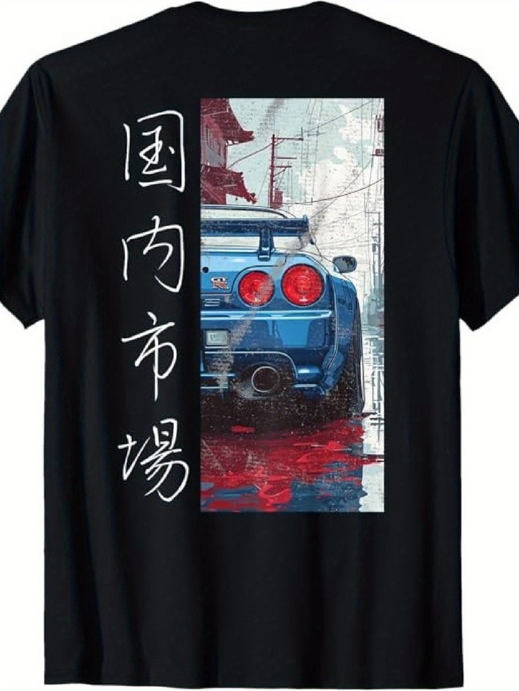 JDM Drift Car T Shirt Japanese Street Racing Graphic Anime Style Casual Tee