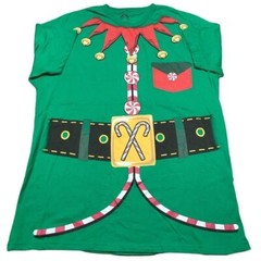 Holiday time Green Elf unisex T shirt Size Large Christmas Recycled Short Sleeve