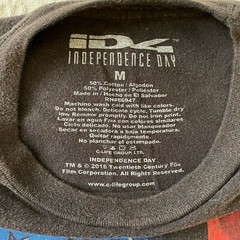Independence Day ID4 Mens Graphic T-Shirt Black Blue Patriotic Crew Neck Tee M
