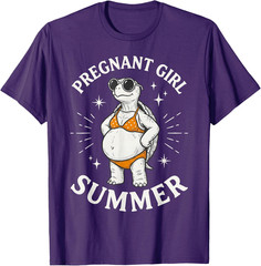 Funny Pregnant Girl Summer Cute Turtle Pregnancy Beach Vibes T-Shirt