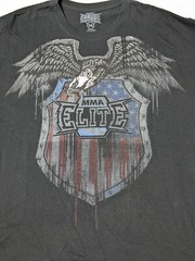 VTG Y2K MMA ELITE USA EAGLE SHIELD Men 2XL Black Cotton Graphic Print T-Shirt