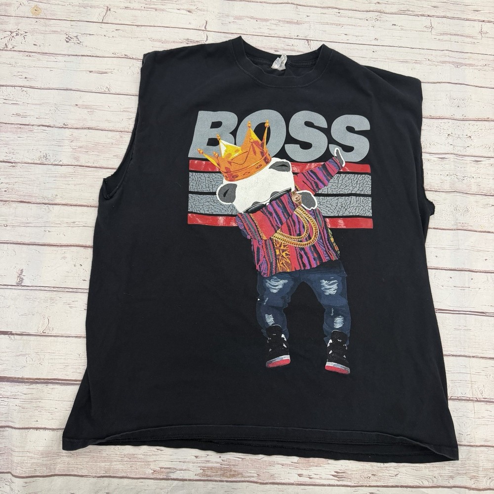 Boss Panda Chains Hip Hop Sleveless t-shirt, black Size 2XL